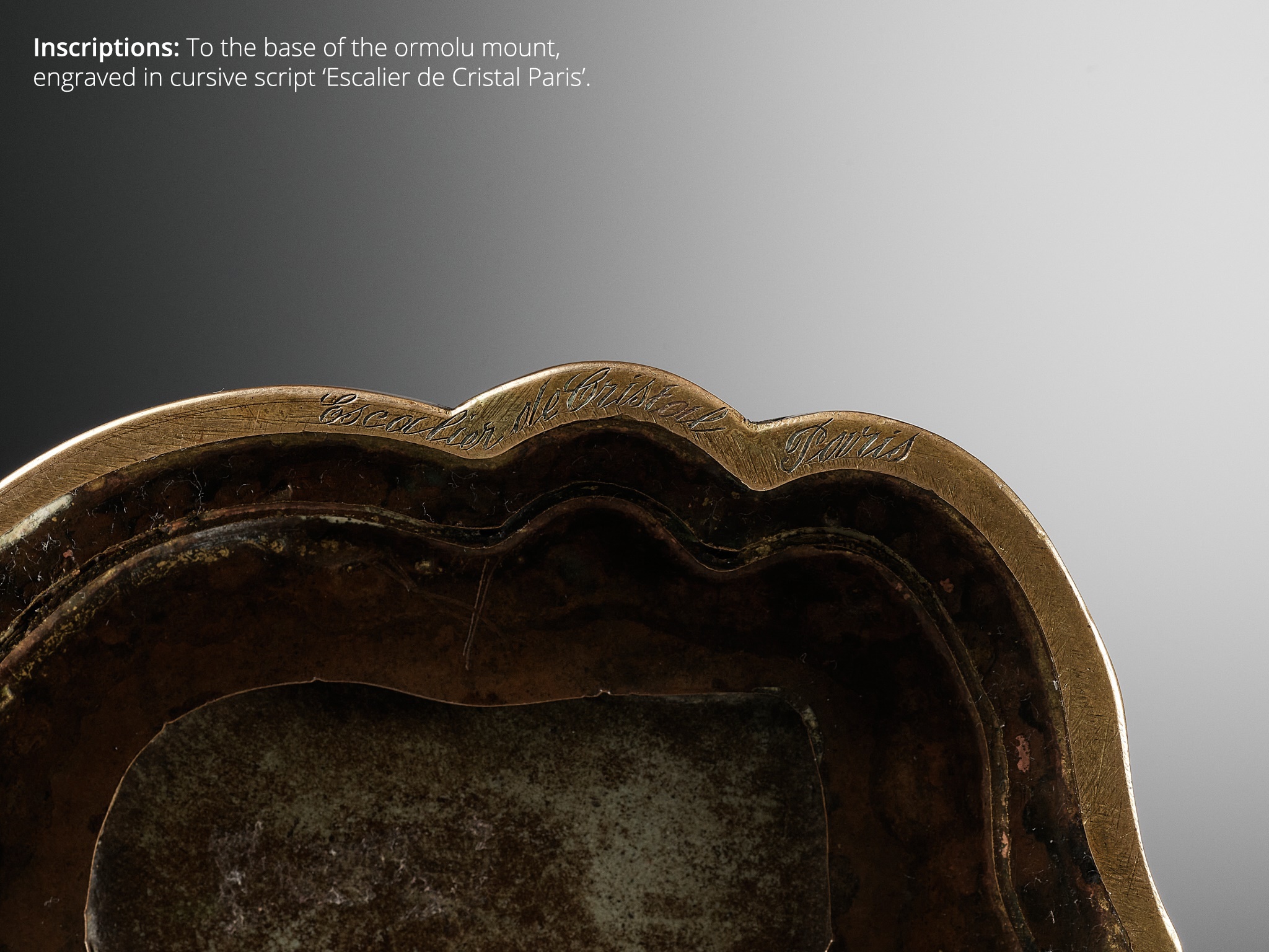A CELADON-GLAZED 'BAMBOO' DOUBLE VASE, THE GILT-BRONZE MOUNTS BY L'ESCALIER DE CRISTAL - Image 3 of 11