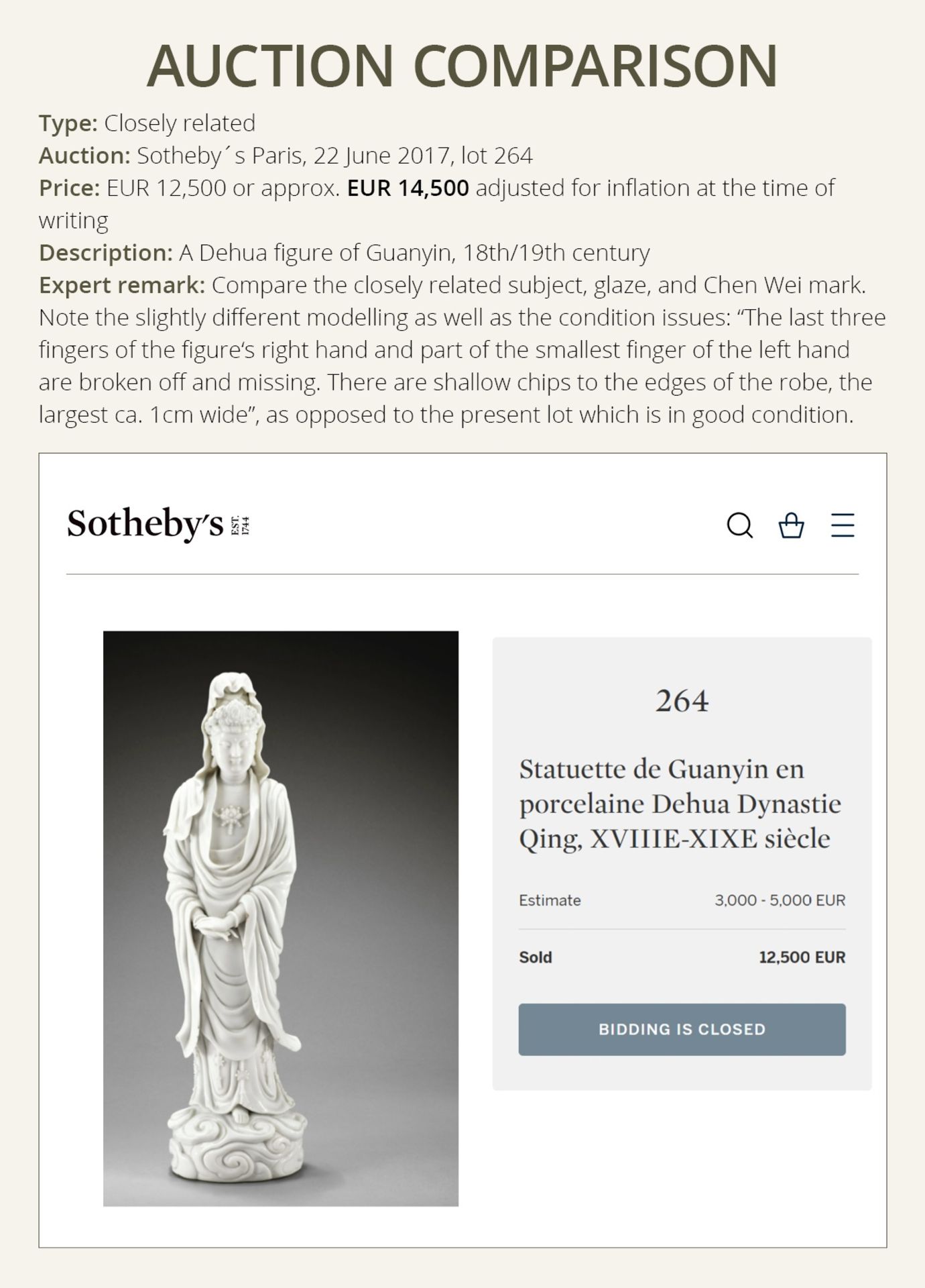 A DEHUA FIGURE OF GUANYIN, BY CHEN WEI, 18TH-19TH CENTURY - Image 4 of 8