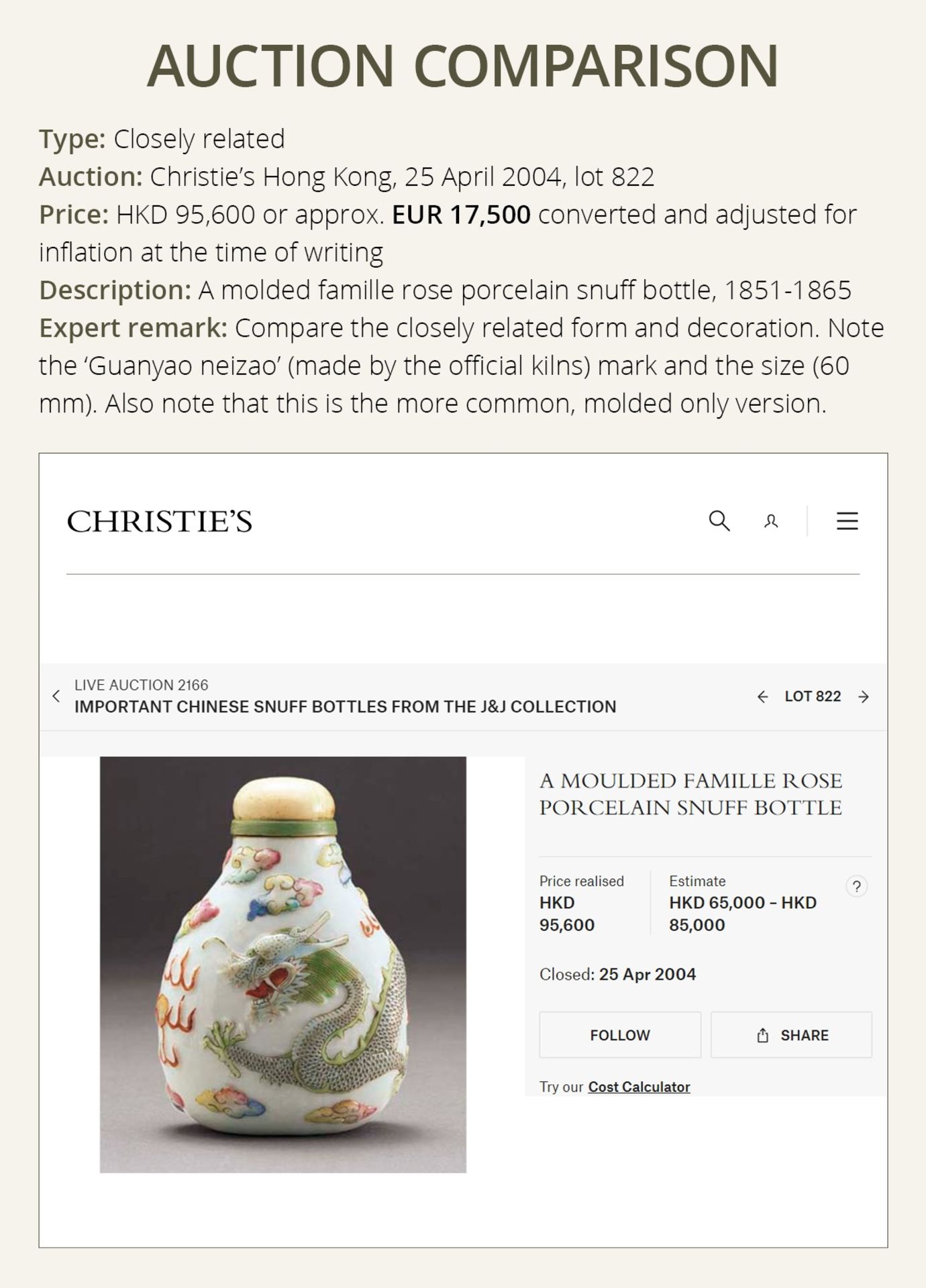 A MOLDED AND CARVED 'DRAGON' FAMILLE ROSE PORCELAIN SNUFF BOTTLE, SIGNED LIQUAN, CHINA, 1853-1864 - Bild 8 aus 16