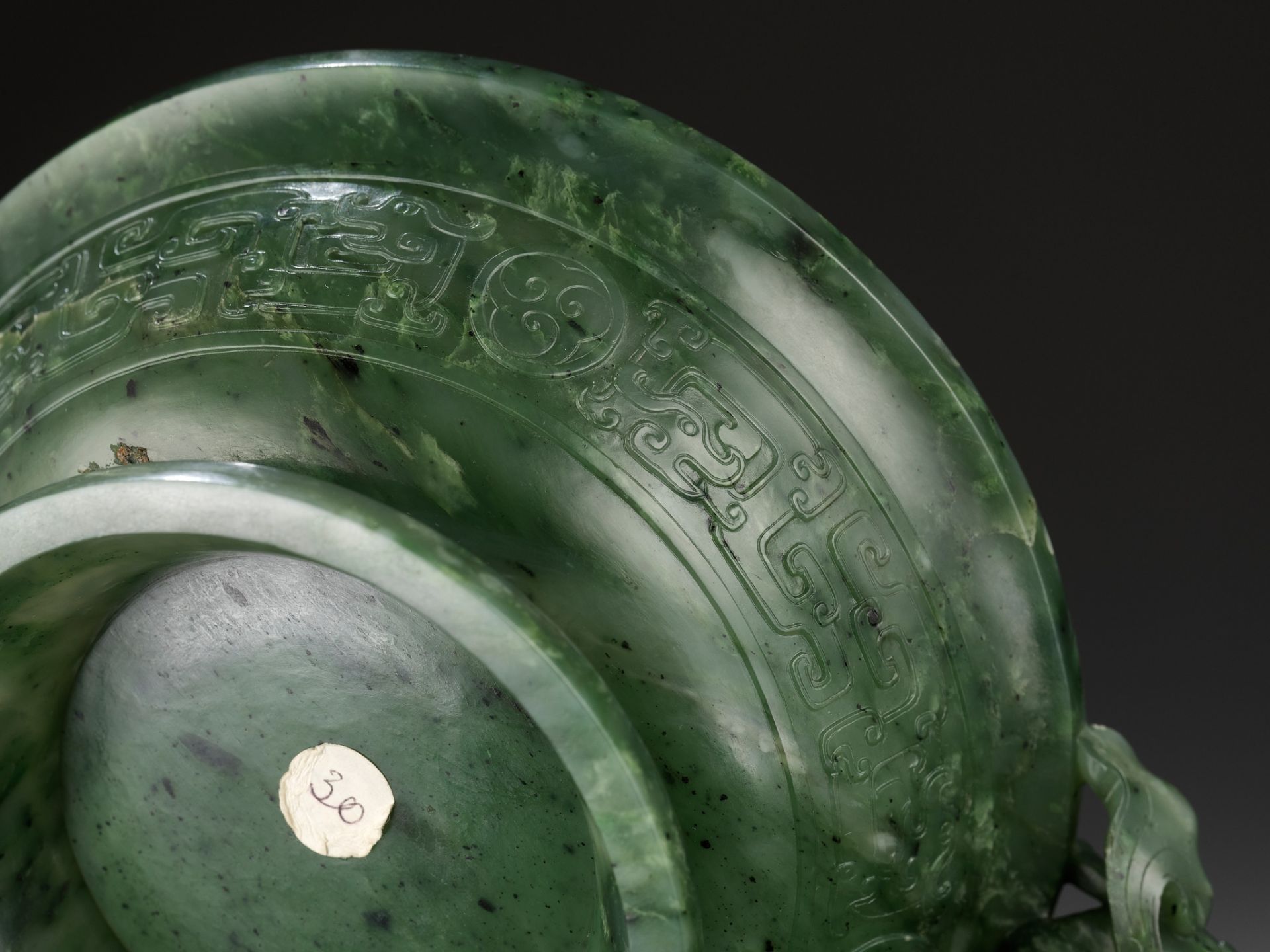 A SPINACH-GREEN JADE MARRIAGE BOWL, CHINA, 18TH CENTURY - Image 5 of 13