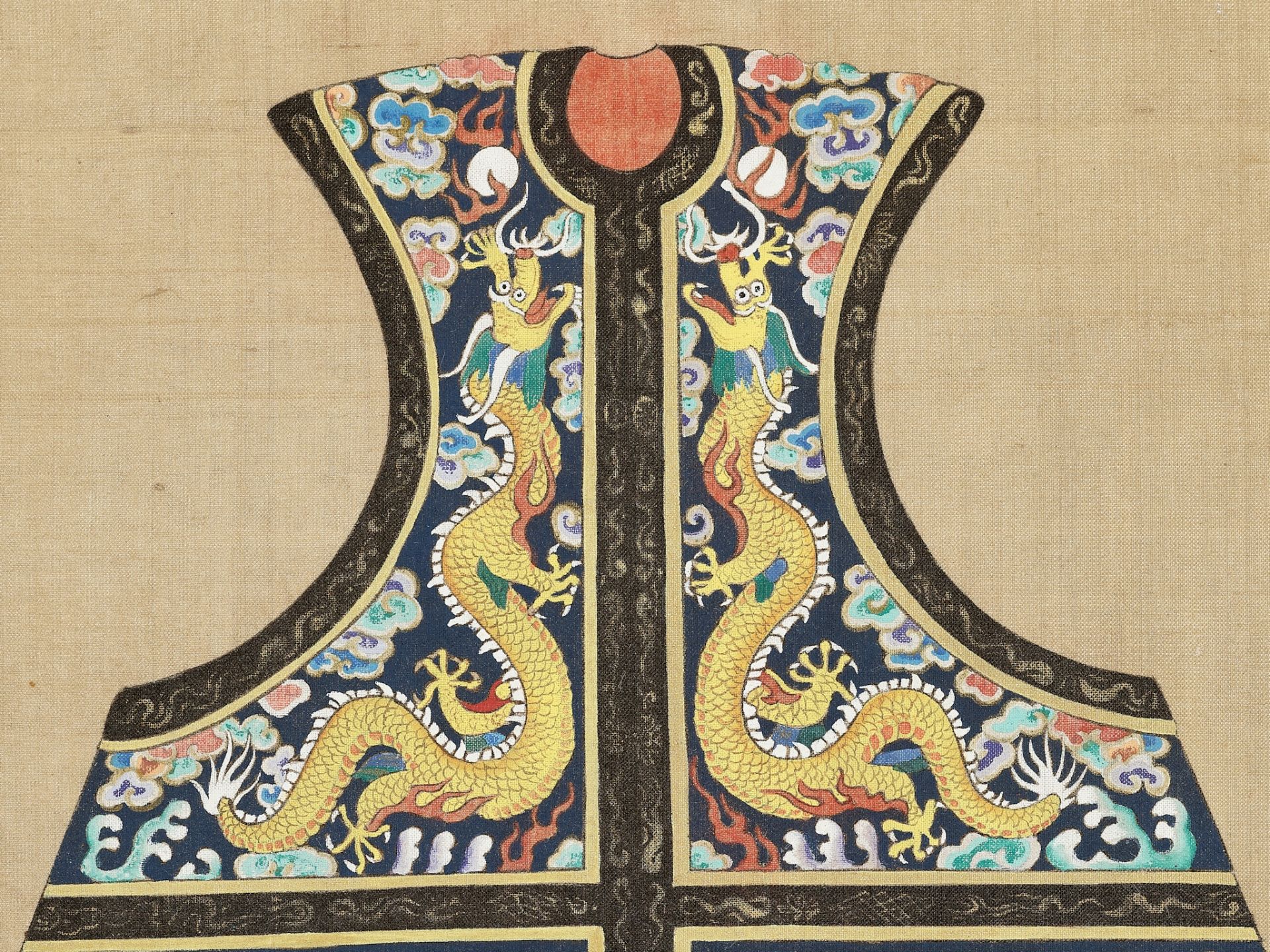 A RARE AND IMPORTANT ALBUM LEAF FROM THE HUANGCHAO LIQI TUSHI WITH AN IMPERIALLY INSCRIBED SILK PAIN - Image 12 of 21