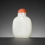 A WHITE JADE 'DRAGON' SNUFF BOTTLE, CHINA, 18TH CENTURY