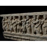 A LARGE SCHIST FRIEZE DEPICTING A BANQUET, ANCIENT REGION OF GANDHARA, KUSHAN PERIOD
