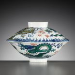 A DOUCAI 'DRAGON' BOWL AND COVER, YONGZHENG MARKS AND OF THE PERIOD