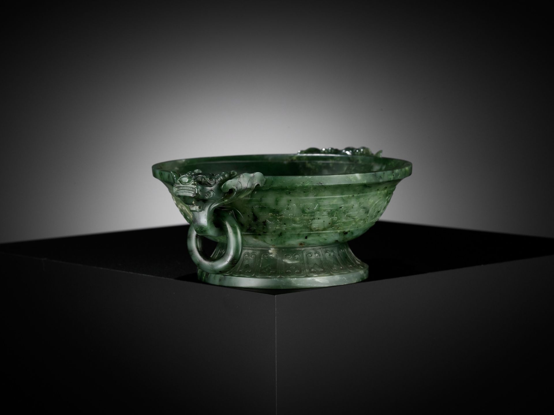 A SPINACH-GREEN JADE MARRIAGE BOWL, CHINA, 18TH CENTURY - Image 9 of 13