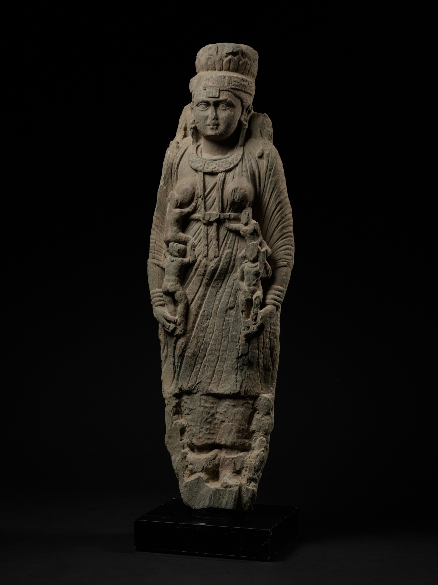 A MONUMENTAL SCHIST FIGURE OF THE GODDESS HARITI, ANCIENT REGION OF GANDHARA - Image 7 of 13
