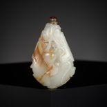 A WHITE AND RUSSET JADE 'GOURD AND BUTTERFLY' SNUFF BOTTLE, CHINA, 18TH CENTURY