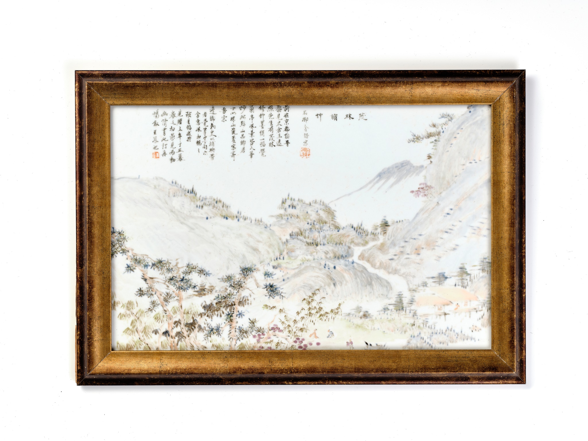A 'QIANJIANG CAI' ENAMELED 'LUSH FORESTS AND HIGH BAMBOO' PLAQUE, BY JIN PINQING (1862-1908) - Image 2 of 9