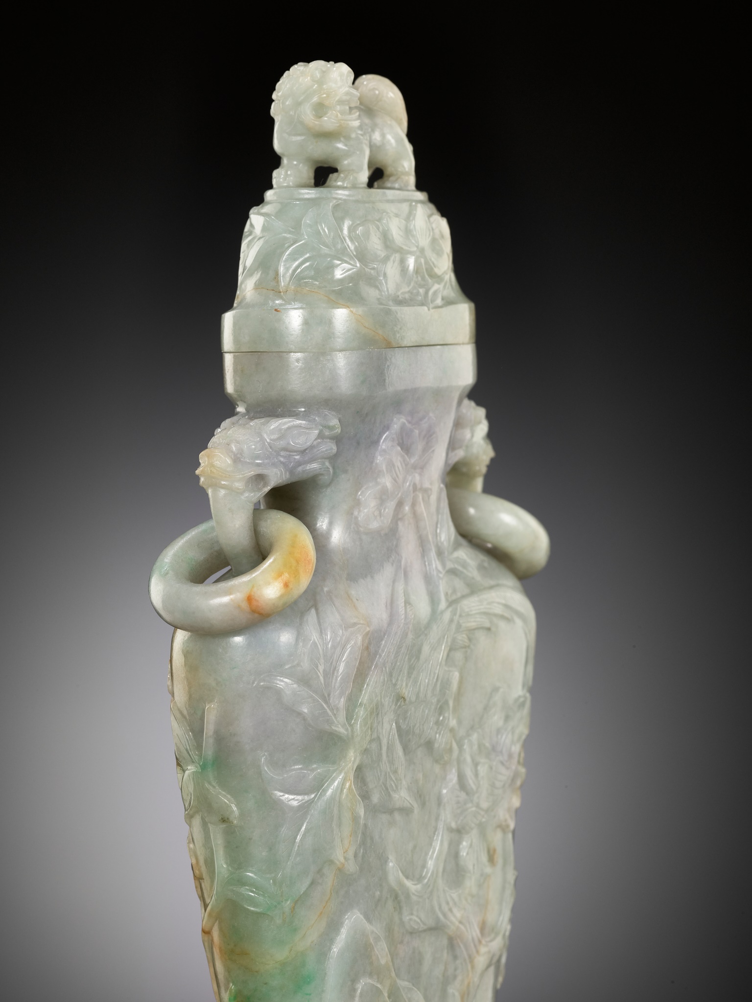 A JADEITE BALUSTER VASE AND COVER, LATE QING DYNASTY TO REPUBLIC PERIOD