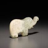 A JADE 'ELEPHANT' PENDANT, LATE SHANG DYNASTY, ANYANG PHASE