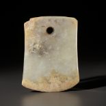 A WHITE AND YELLOW JADE AX, FU, NEOLITHIC PERIOD