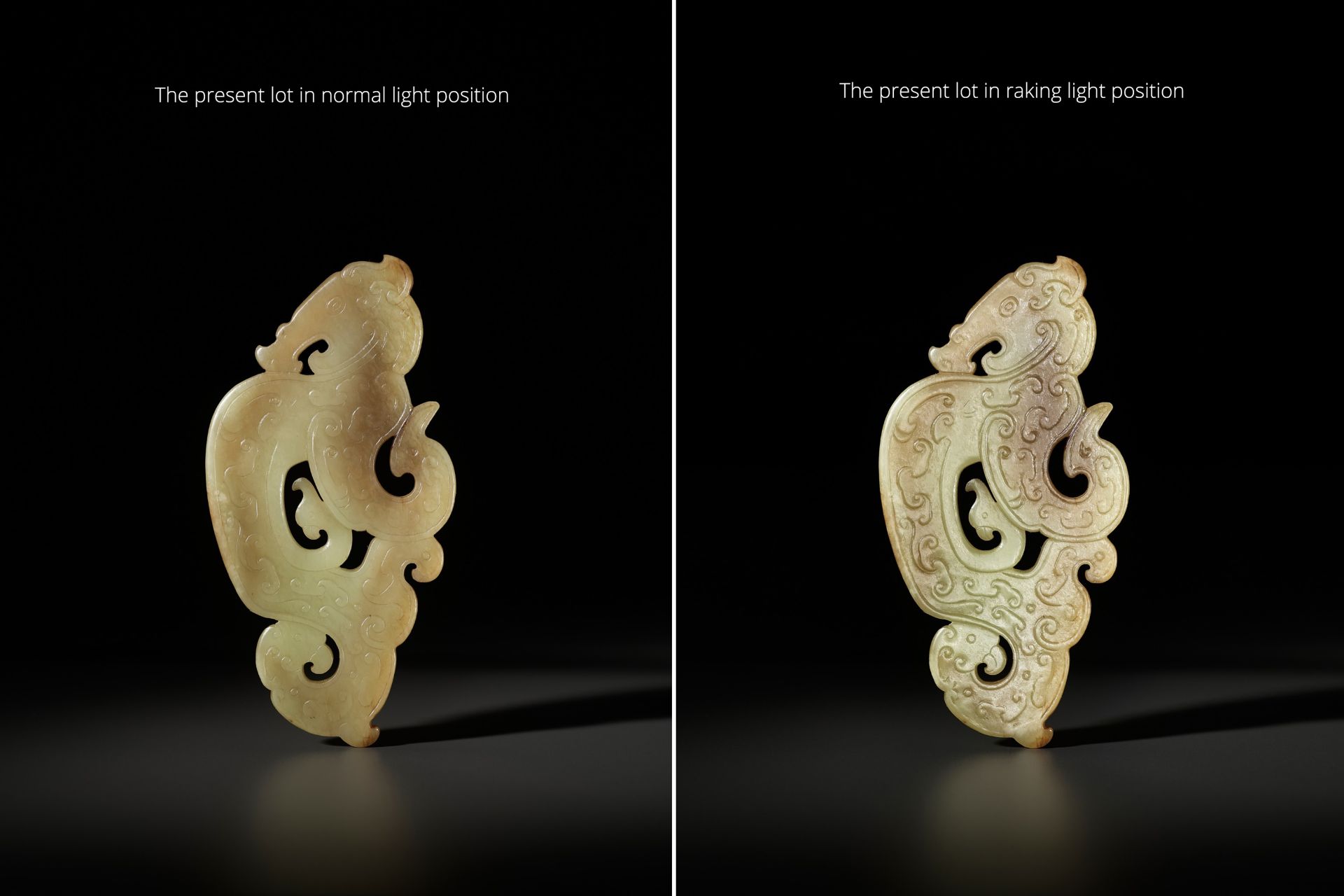 AN ARCHAISTIC YELLOW JADE 'DRAGON AND PHEONIX' PENDANT, SONG TO MING DYNASTY - Bild 14 aus 14