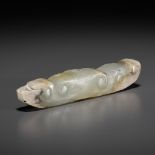 A JADE 'SILKWORM' PENDANT, LATE NEOLITHIC PERIOD TO SHANG DYNASTY