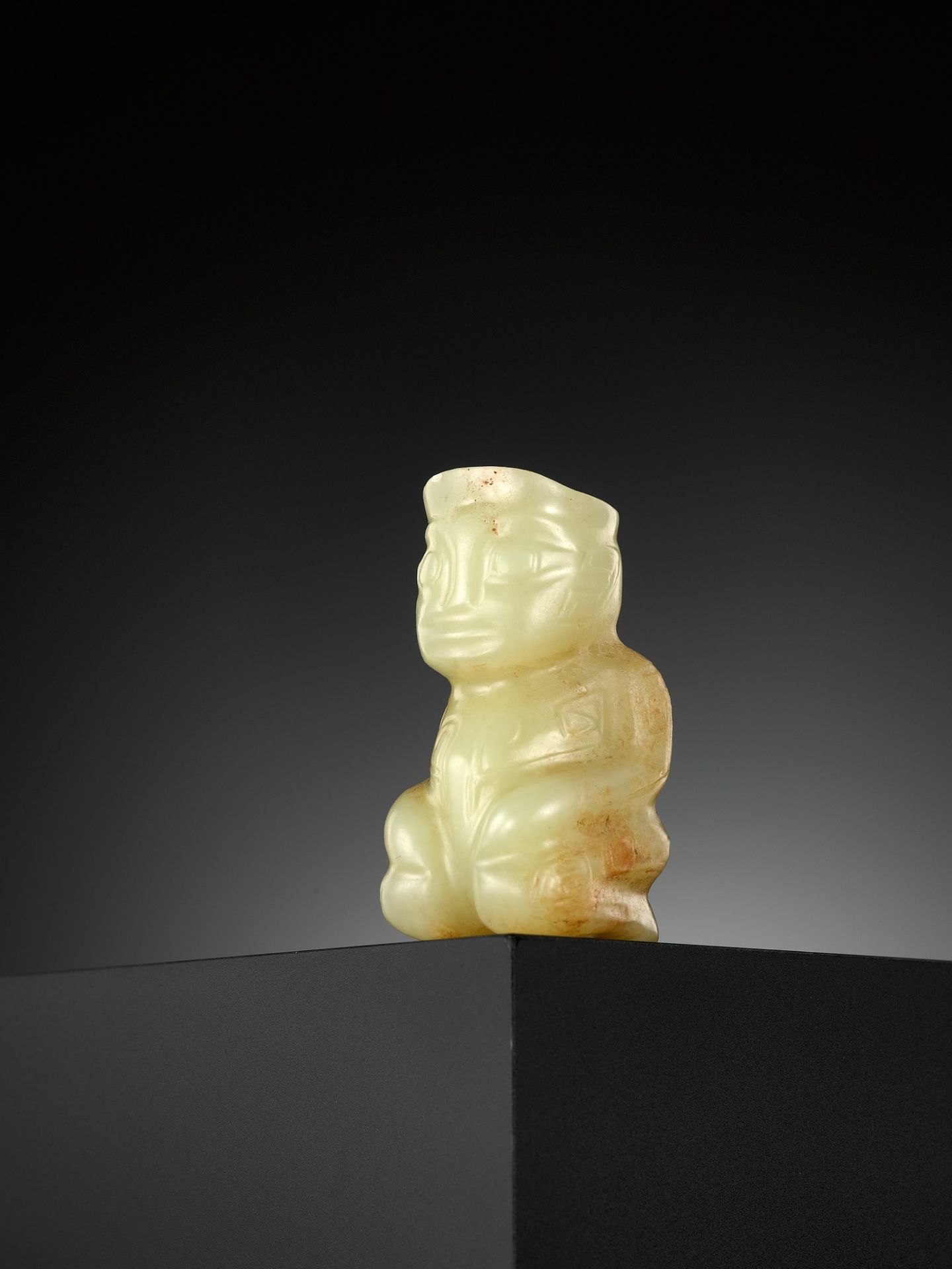 AN EXTREMELY RARE YELLOW JADE 'KNEELING FIGURE', SHANG DYNASTY - Image 17 of 20