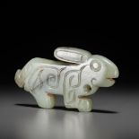 A JADE 'RABBIT' PENDANT, LATE SHANG TO WESTERN ZHOU DYNASTY