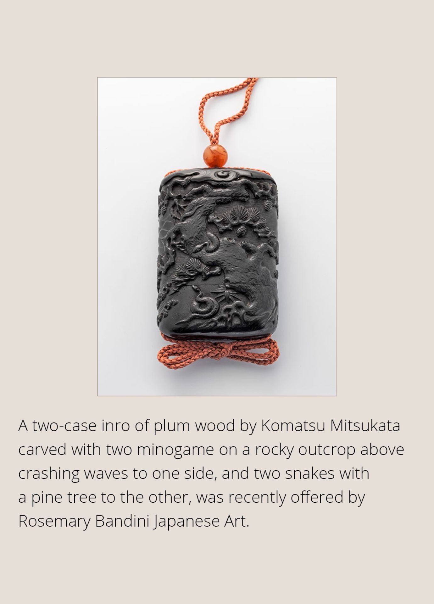 KOMATSU MITSUKATA: A RARE TWO-CASE EBONY WOOD INRO DEPICTING GAMA AND TEKKAI SENNIN - Image 5 of 18