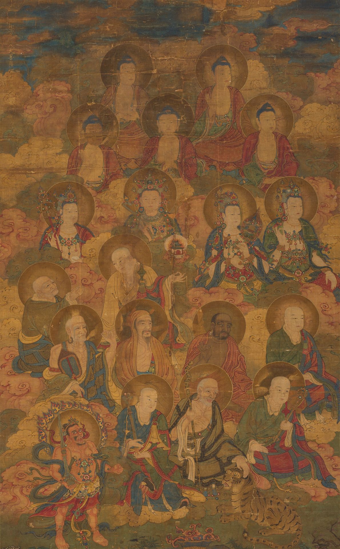 BUDDHAS, BODHISATTVAS, ARHATS, AND A VAJRAPANI'