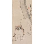 NAGASAWA ROSETSU (1754-1799): 'TWO PUPPIES BENEATH A BLOOMING PLUM TREE'