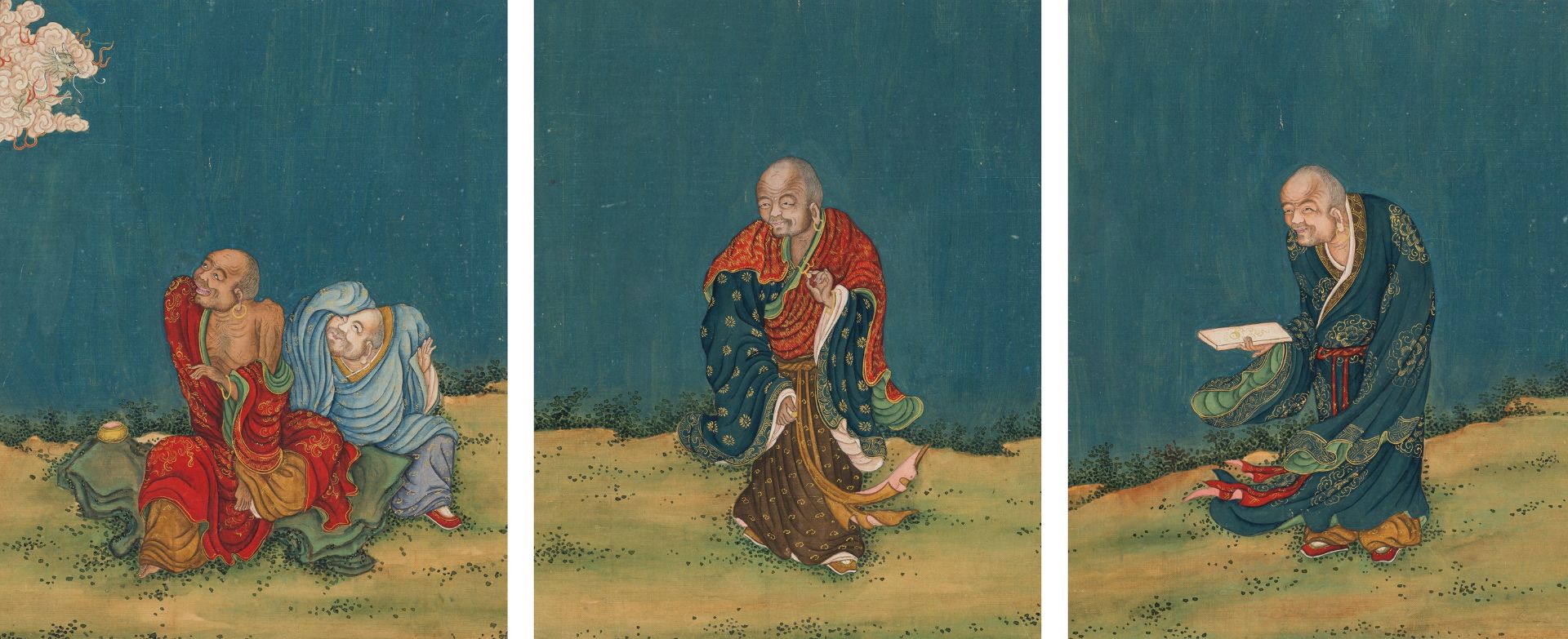 A SET OF THREE PAINTINGS DEPICTING LUOHAN