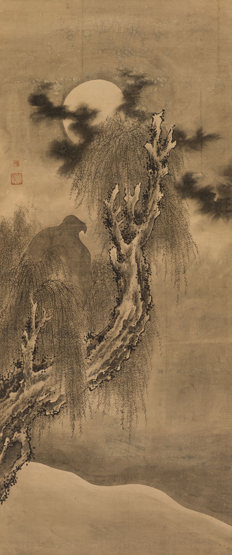 SOGA SHOHAKU (1730-1781): AN IMPORTANT SET OF FIVE SCROLL PAINTINGS WITH BIRDS OF PREY - Image 8 of 33