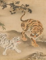 IN THE STYLE OF MAO YI (13TH CENTURY): 'WHITE AND ORANGE TIGER BESIDE A RUSHING STREAM'