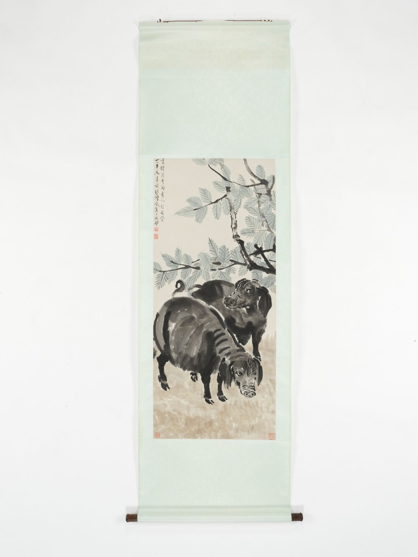 XU BEIHONG (1895-1953) AND ZHANG SHUQI (1899-1956): 'TWO PIGS', DATED 1937 - Image 2 of 13