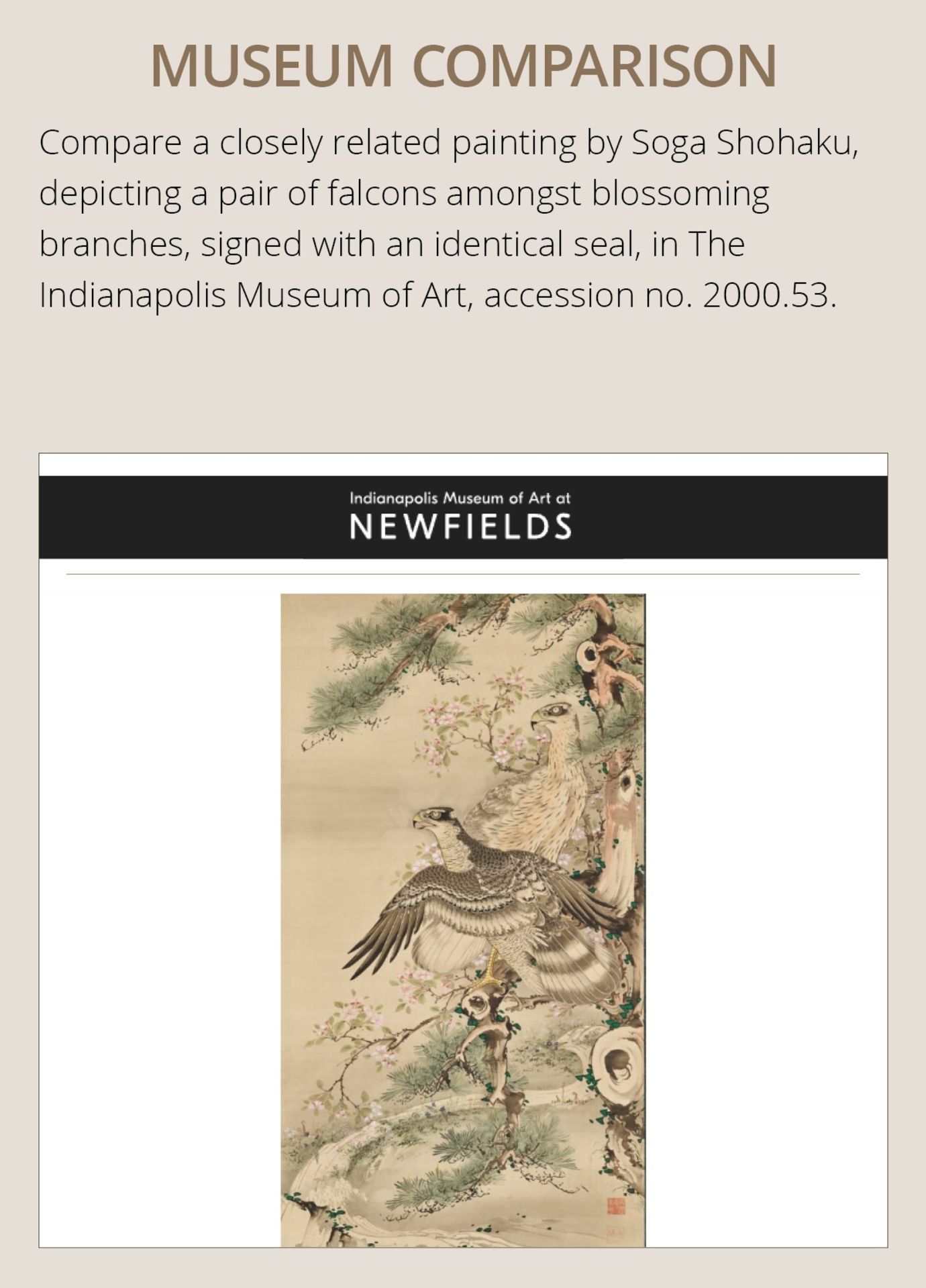 SOGA SHOHAKU (1730-1781): AN IMPORTANT SET OF FIVE SCROLL PAINTINGS WITH BIRDS OF PREY - Bild 5 aus 33