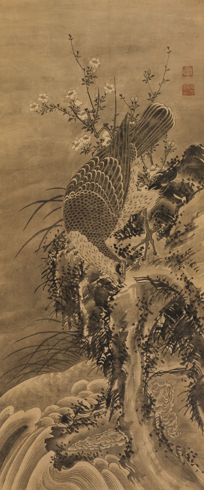 SOGA SHOHAKU (1730-1781): AN IMPORTANT SET OF FIVE SCROLL PAINTINGS WITH BIRDS OF PREY - Image 2 of 33