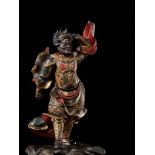 A POLYCHROME WOOD FIGURE OF INDARA TAISHO (SNAKE GENERAL), LATE MUROMACHI TO EDO