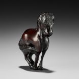 TSUSEN: A FINE WOOD NETSUKE OF A HORSE