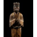 A GILT LACQUERED WOOD FIGURE OF JUICHIMEN KANNON, MUROMACHI