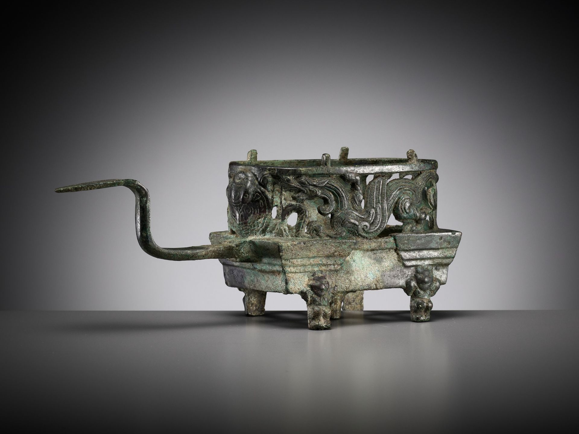 A 'FOUR AUSPICIOUS BEASTS' (SI XIANG) BRONZE BRAZIER, HAN DYNASTY, CHINA, 206 BC-220 AD - Image 16 of 16