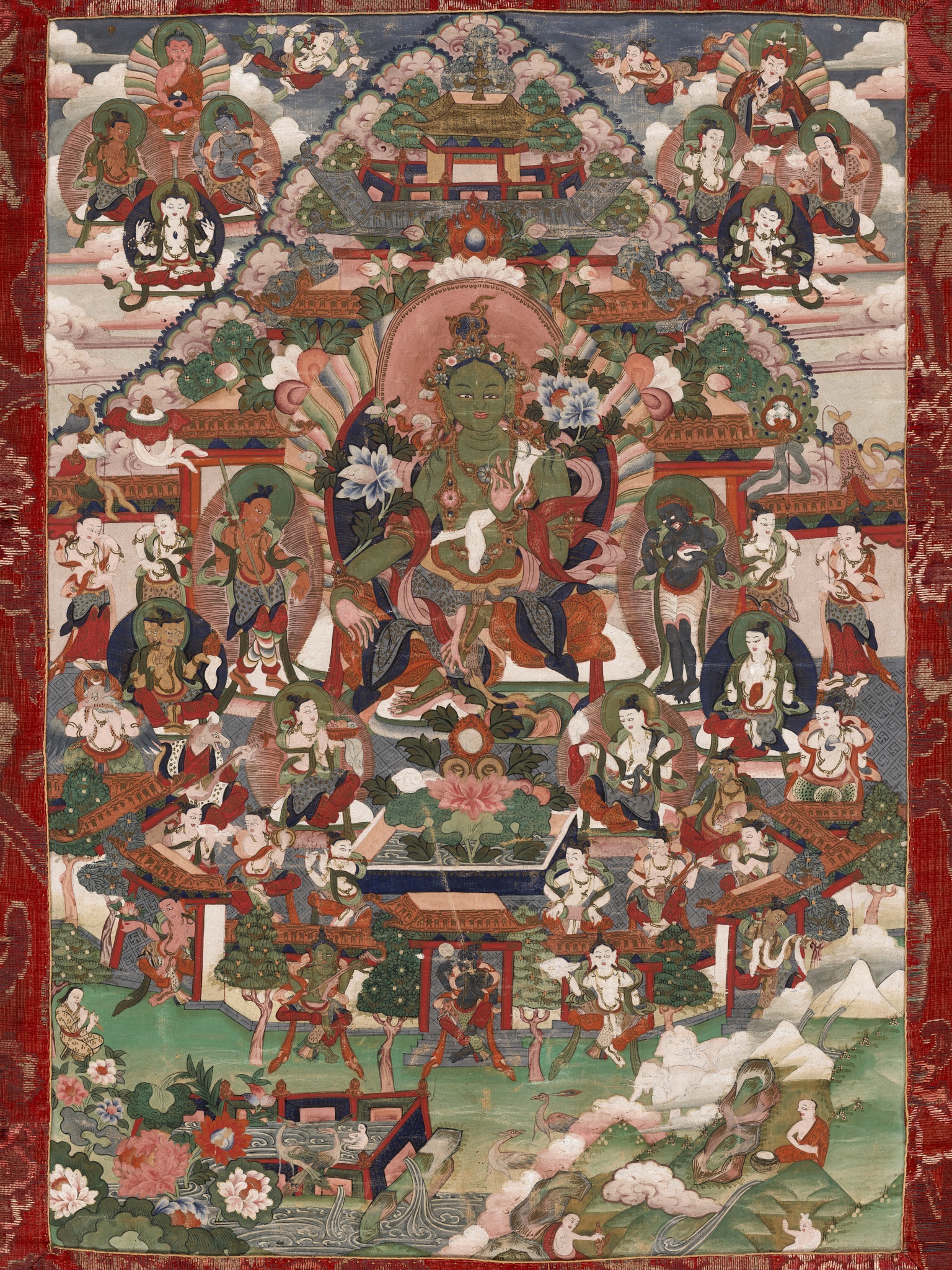 A THANKGA OF GREEN TARA OF THE SANDALWOOD FOREST, YURLOD KURPA, TIBET, 18TH - 19TH CENTURY - Image 10 of 15