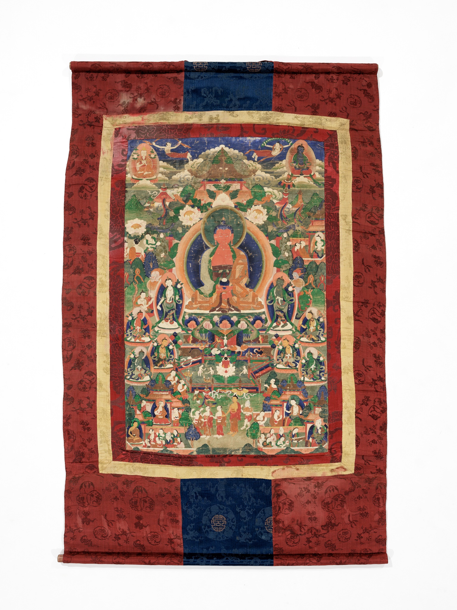 A THANGKA OF BUDDHA AMITABHA IN SUKHAVATI, TIBET, 18TH CENTURY - Image 11 of 12