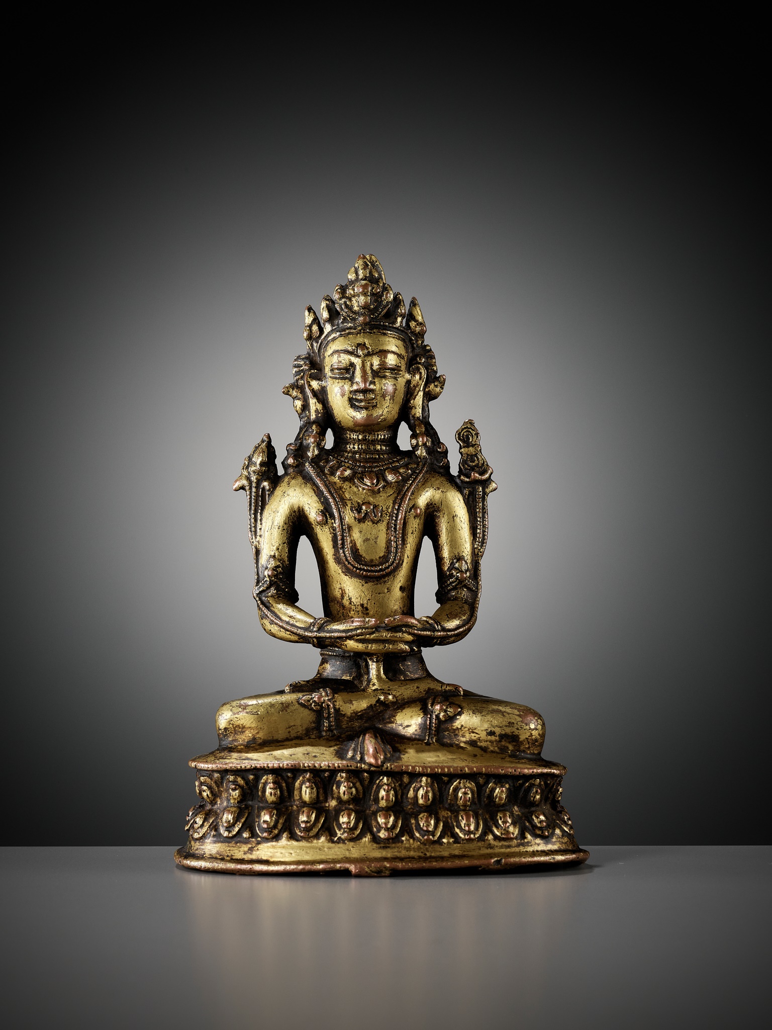 A GILT COPPER-ALLOY FIGURE OF KUNZANG AKOR, BON TRADITION, TIBET, 14TH-15TH CENTURY - Image 11 of 13