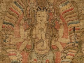 A THANGKA OF EKADASHAMUKHA AVALOKITESHVARA,EASTERN TIBET OR YUNNAN,CIRCLE OF CHOYING DORJE 1604-1674