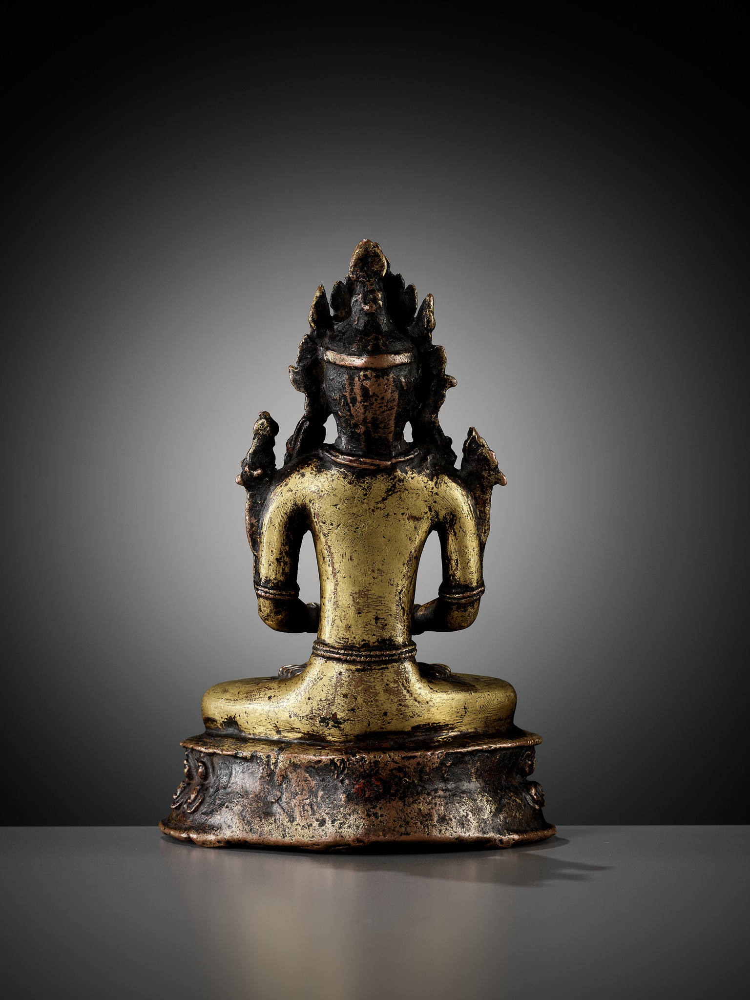 A GILT COPPER-ALLOY FIGURE OF KUNZANG AKOR, BON TRADITION, TIBET, 14TH-15TH CENTURY - Image 8 of 13