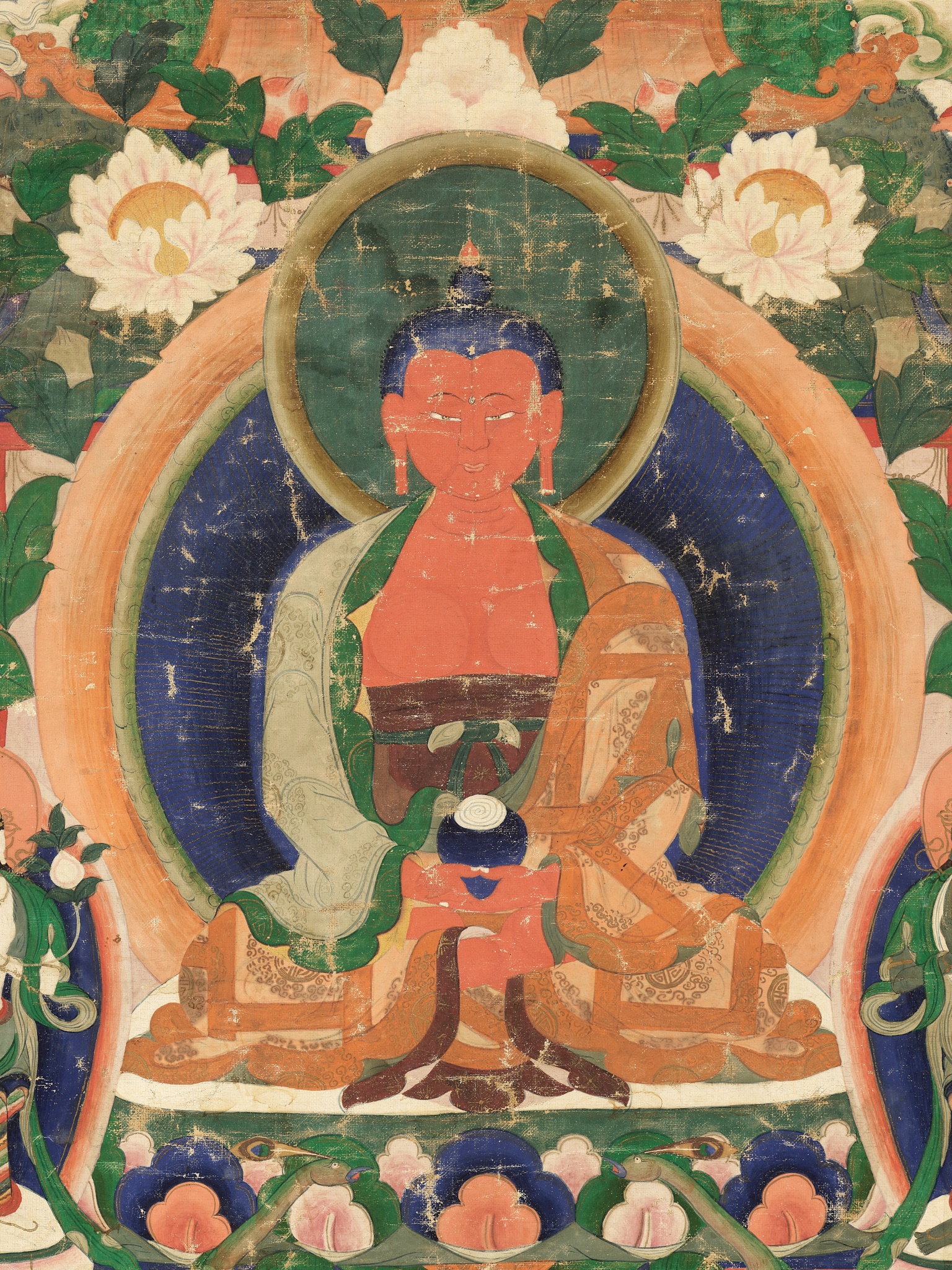 A THANGKA OF BUDDHA AMITABHA IN SUKHAVATI, TIBET, 18TH CENTURY - Image 3 of 12