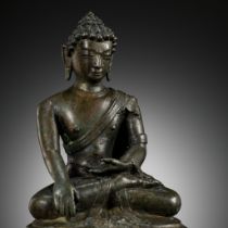 A BRONZE FIGURE OF BUDDHA, NEPAL, 14TH-15TH CENTURY