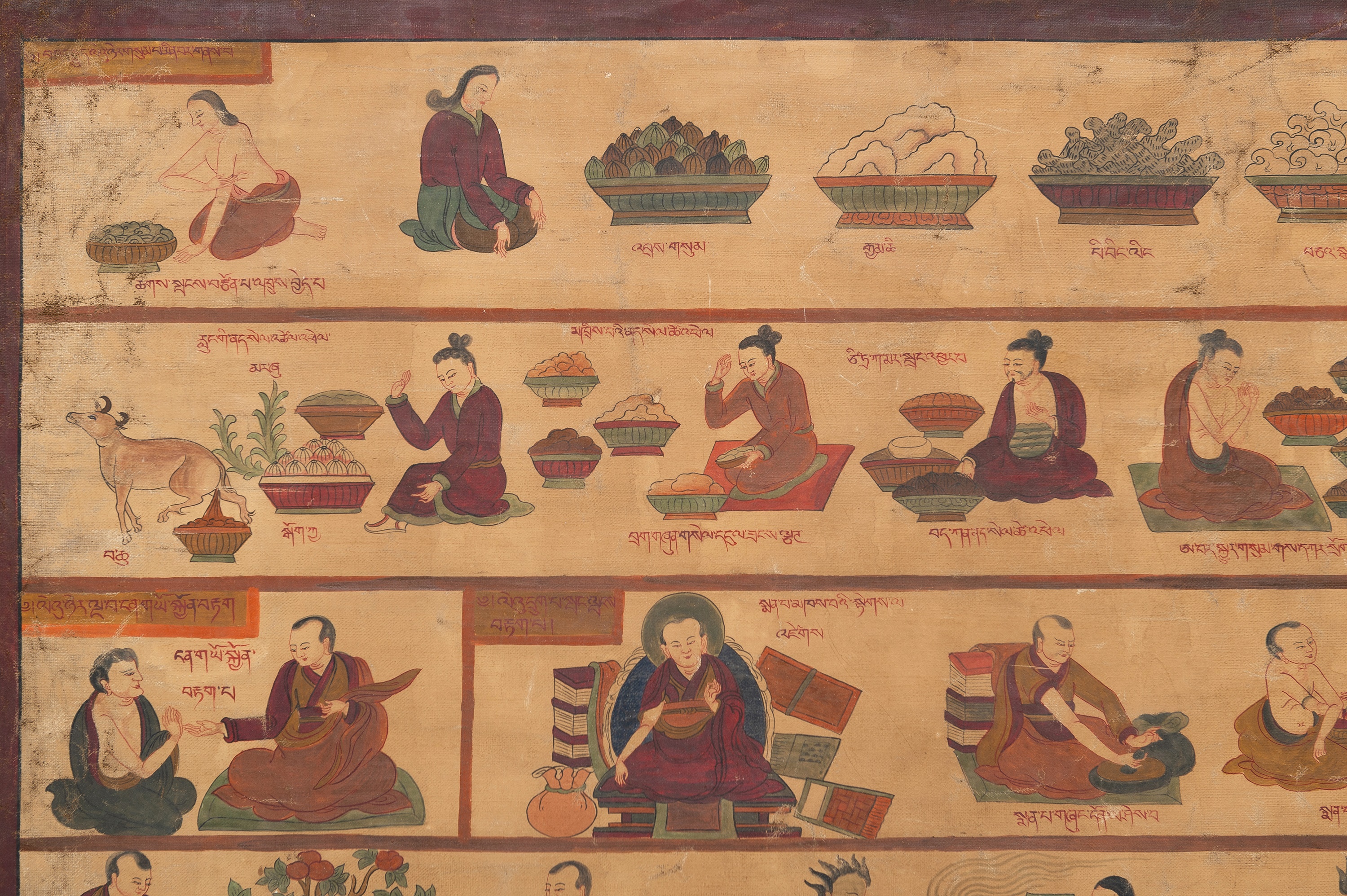 A TIBETAN PAINTING ILLLUSTRATING THE MEDICAL TREATISE THE BLUE BERYL, CHAPTERS 23-28 - Image 3 of 12