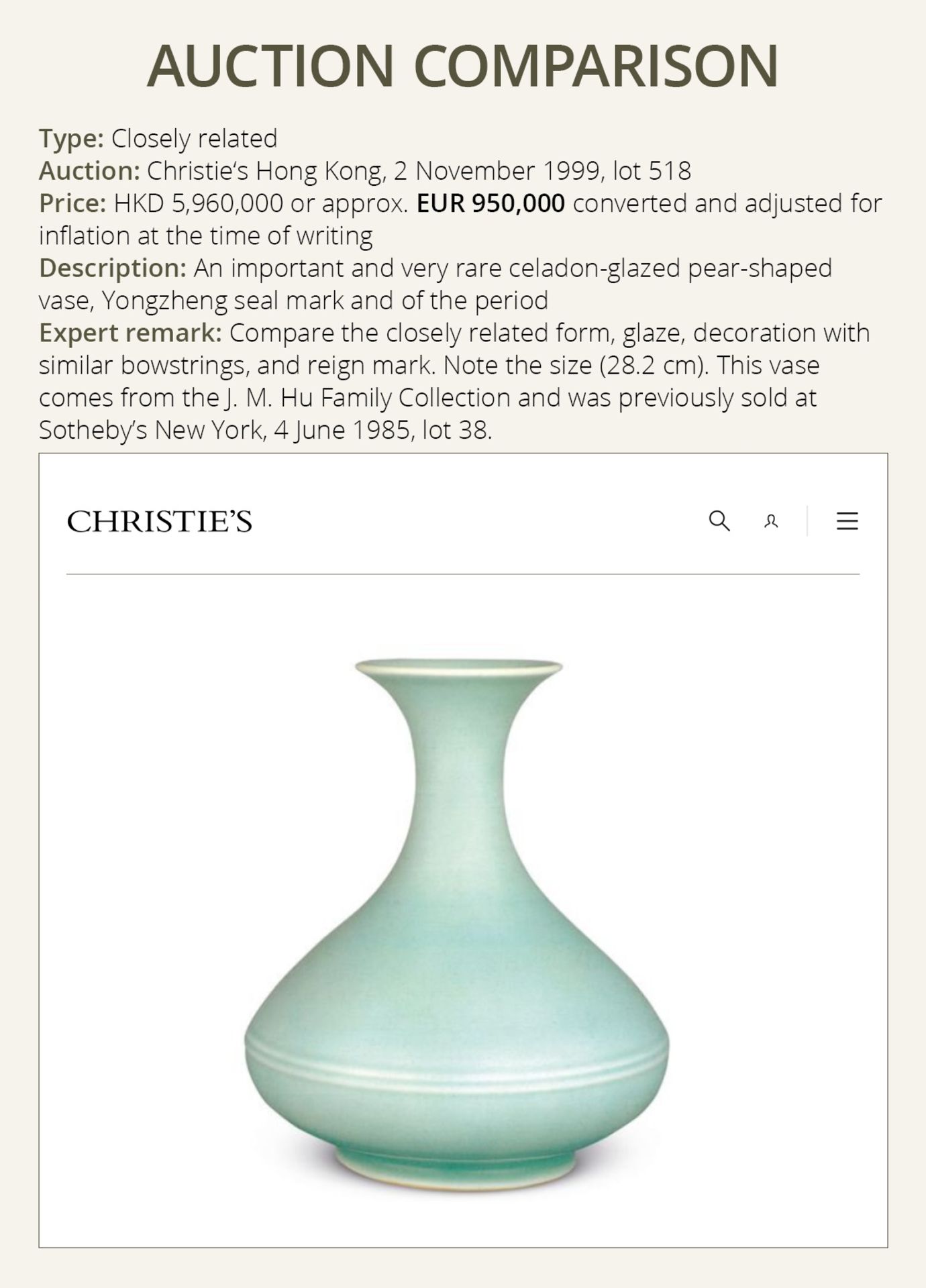 A CELADON-GLAZED PEAR-SHAPED VASE, YONGZHENG MARK AND OF THE PERIOD - Image 5 of 13