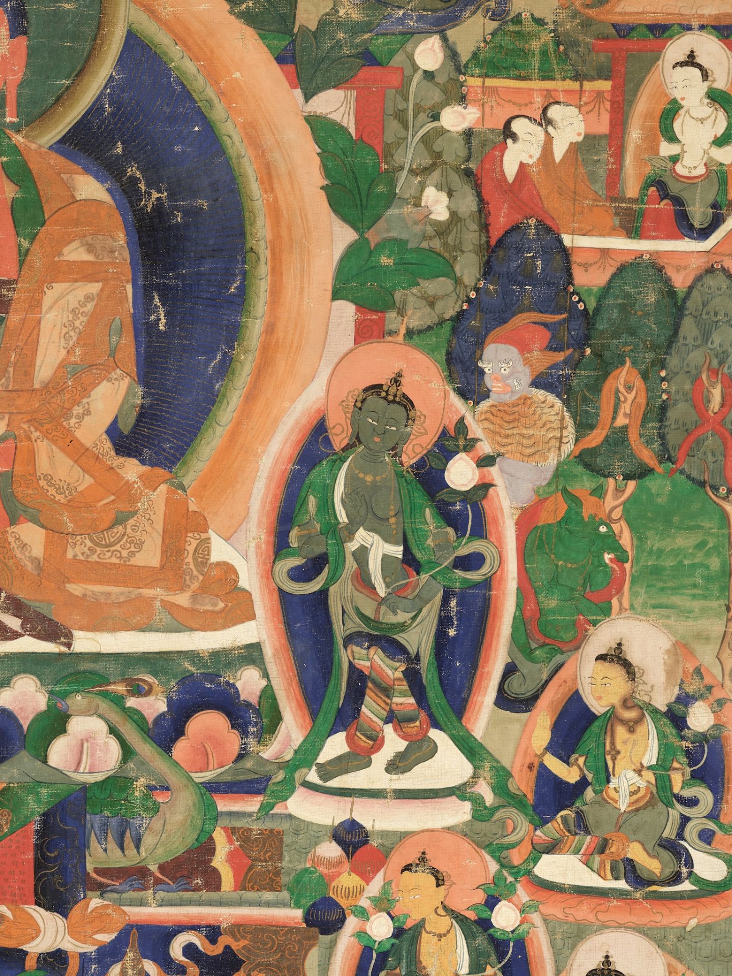 A THANGKA OF BUDDHA AMITABHA IN SUKHAVATI, TIBET, 18TH CENTURY - Image 9 of 12