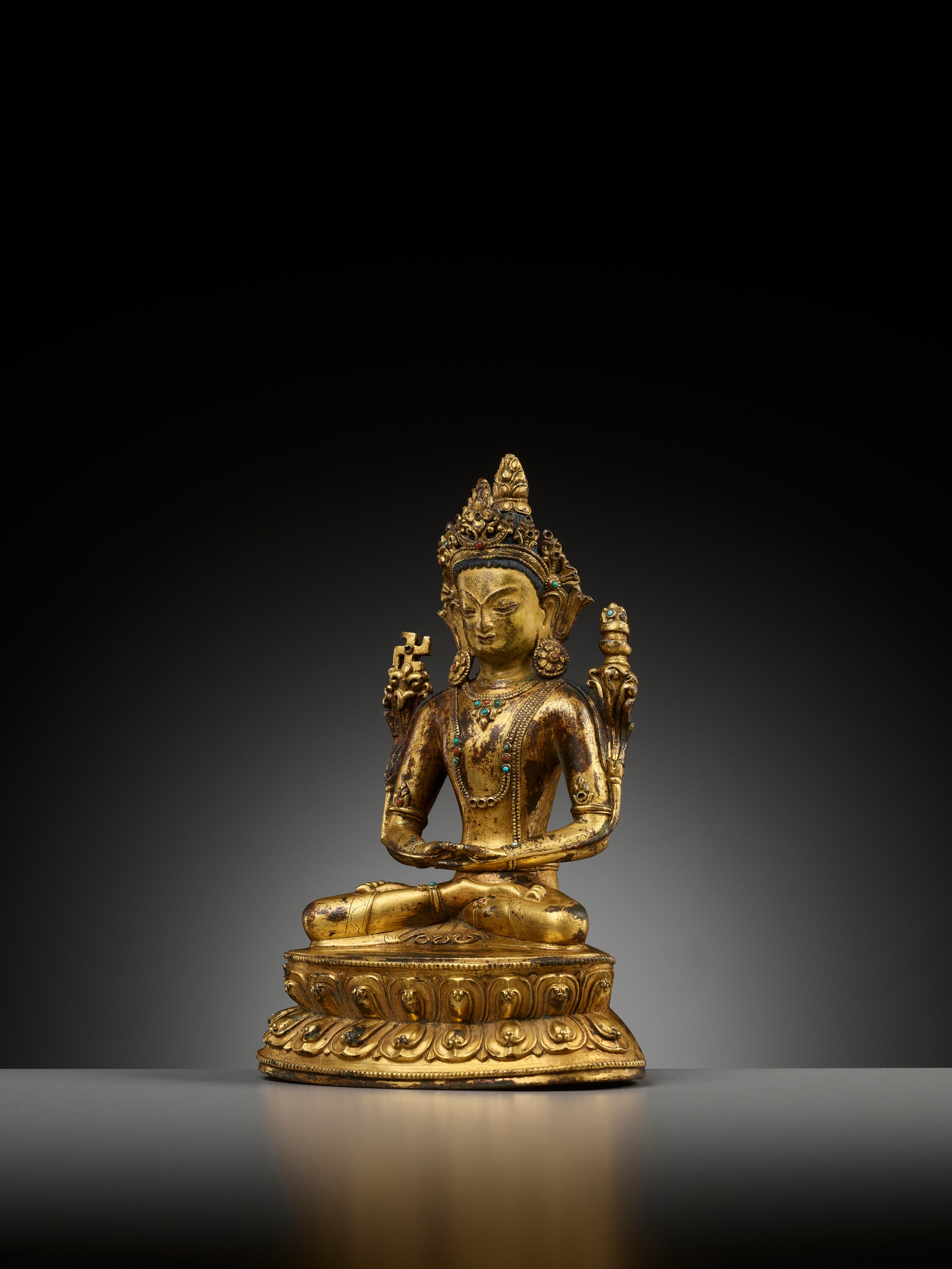 A GILT BRONZE FIGURE OF TONPA SHENRAP - Image 5 of 11