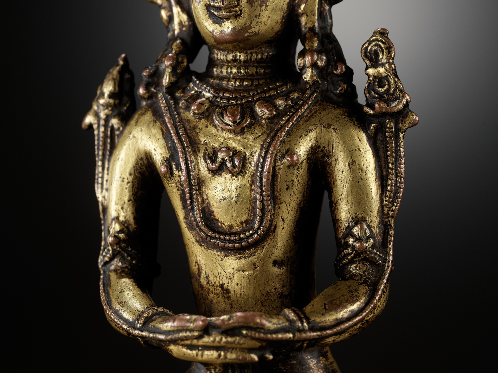 A GILT COPPER-ALLOY FIGURE OF KUNZANG AKOR, BON TRADITION, TIBET, 14TH-15TH CENTURY - Image 2 of 13
