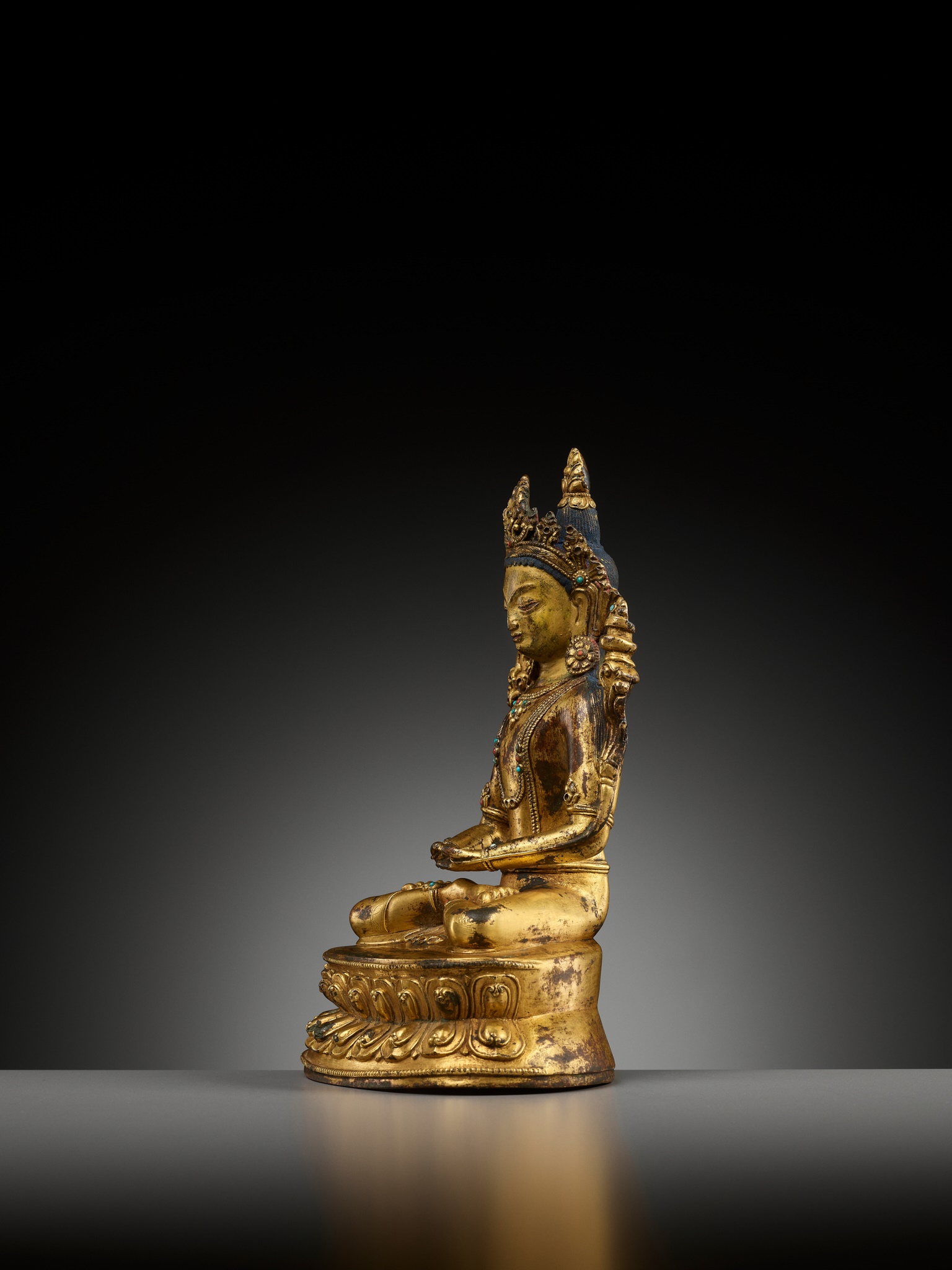 A GILT BRONZE FIGURE OF TONPA SHENRAP - Image 6 of 11