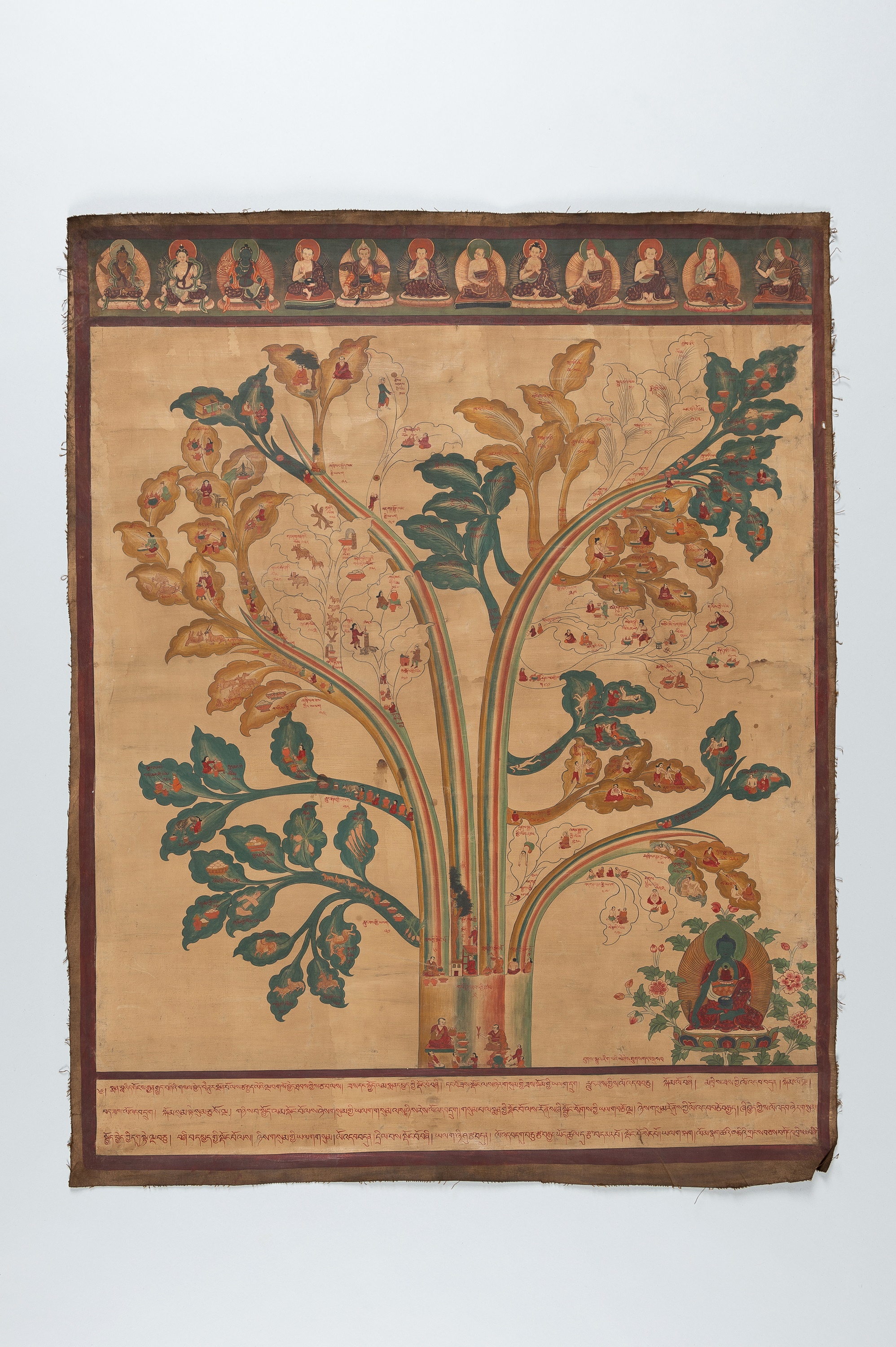 A MEDICAL THANGKA WITH THE TREE OF DIAGNOSIS - Image 2 of 11