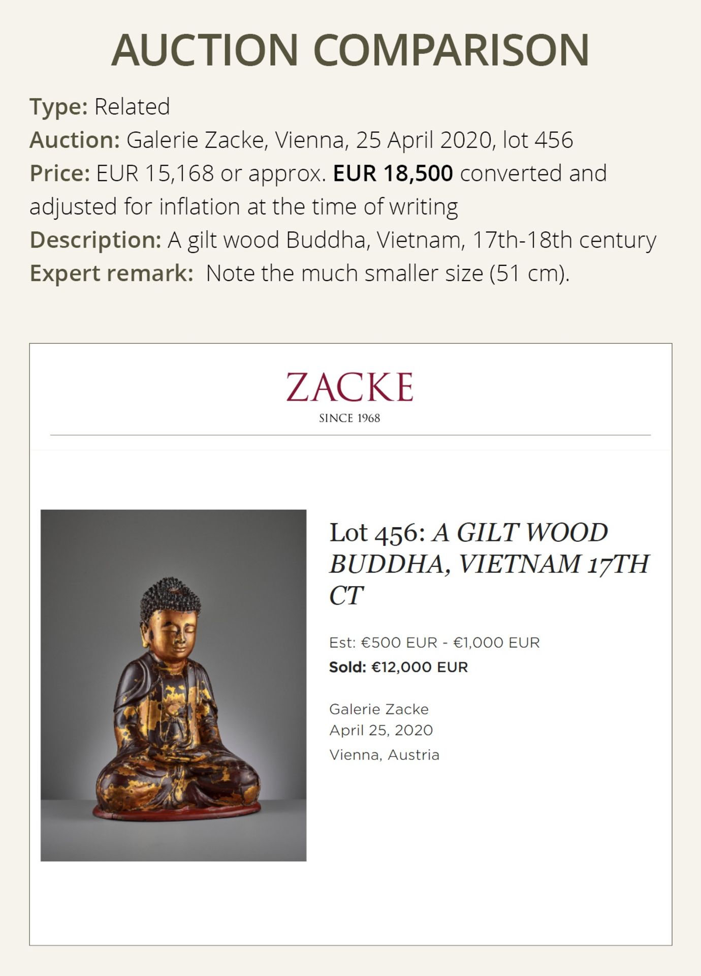 AN EXTRAORDINARY LARGE GILT-LACQUER WOOD STATUE OF BUDDHA, VIETNAM, 17TH-18TH CENTURY - Image 4 of 11