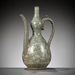 A SLIP-INLAID 'CHILDREN AND GRAPEVINES' CELADON EWER, GORYEO DYNASTY (918-1392)
