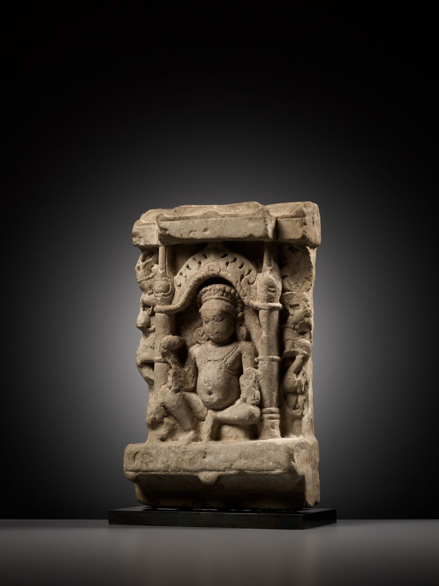 A SANDSTONE FRIEZE DEPICTING KUBERA, CENTRAL INDIA, 9TH-11TH CENTURY - Image 2 of 10