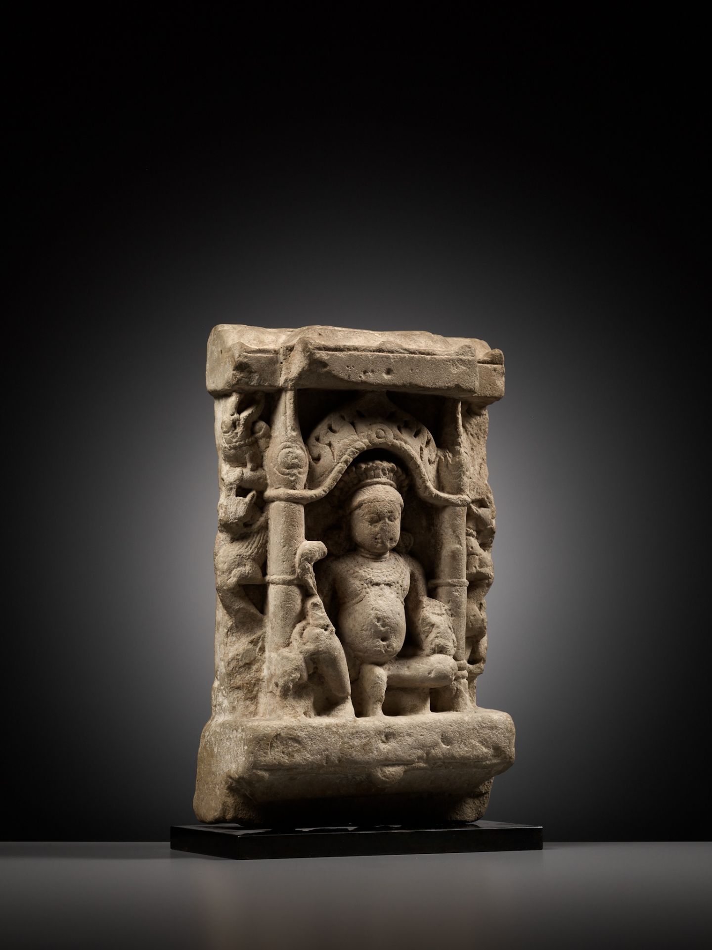 A SANDSTONE FRIEZE DEPICTING KUBERA, CENTRAL INDIA, 9TH-11TH CENTURY - Image 6 of 10
